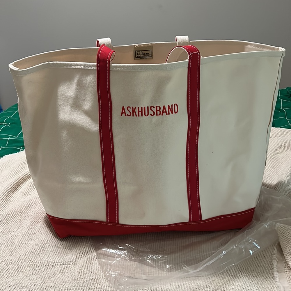 L.L. Bean Boat and  Tote with Red Trim